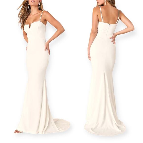 Lulus Finding the One White Mermaid Maxi Dress size XS NWT - Picture 1 of 8